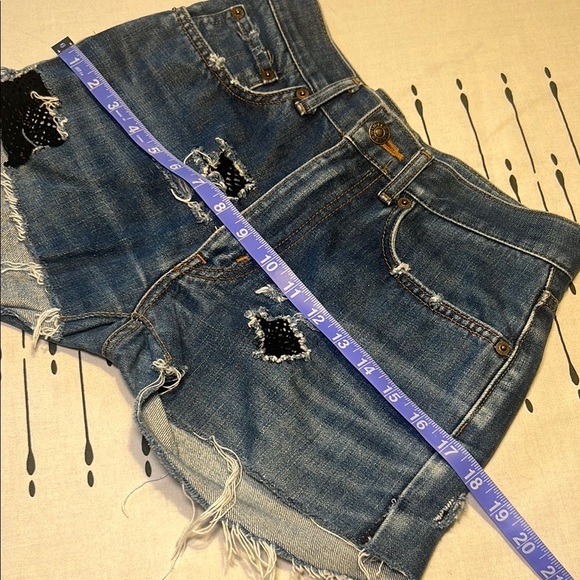 Edwin Blue Jean Shorts with Frayed Hem and Vintage Look.  Size 29. - Picture 8 of 10